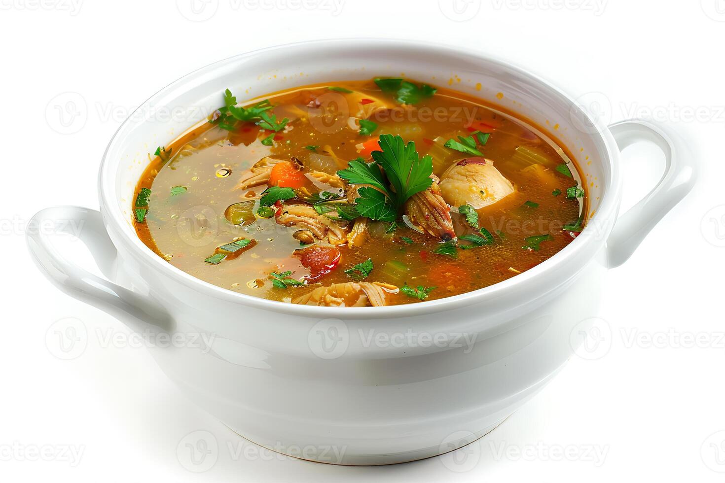 Mulligatawny soup with spicy chicken soup in a bowl photo