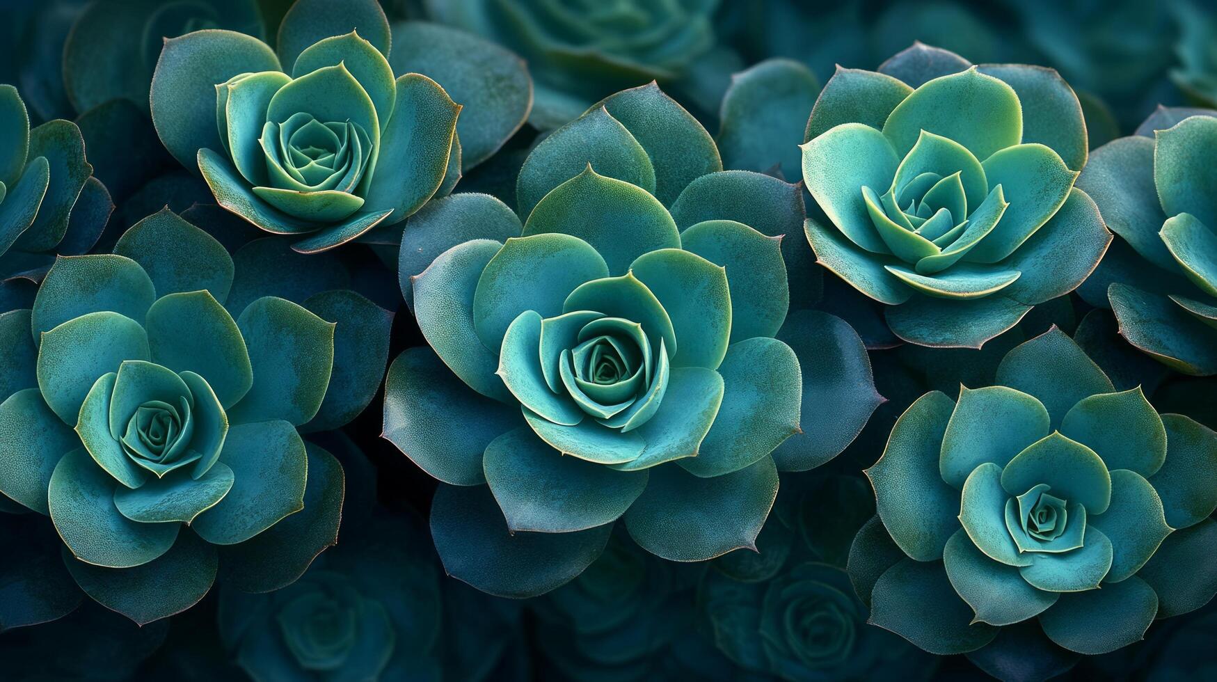 Succulent plants in a row with green leaves photo
