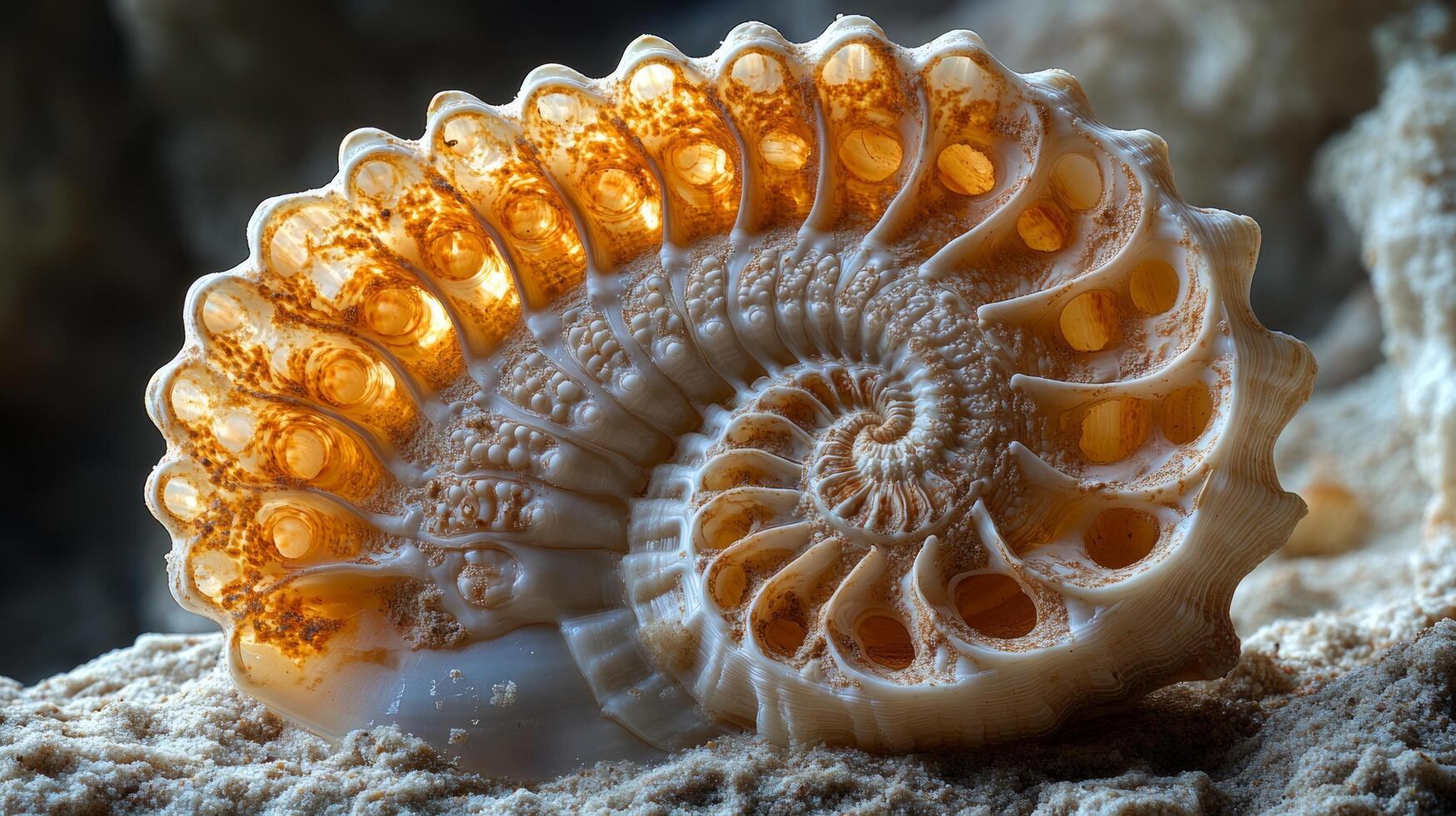 A shell with a spiral pattern on it photo