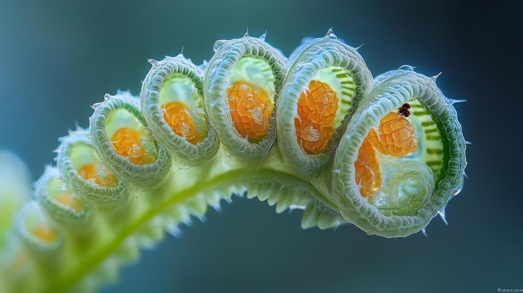 A close up of a plant with orange and green leaves photo