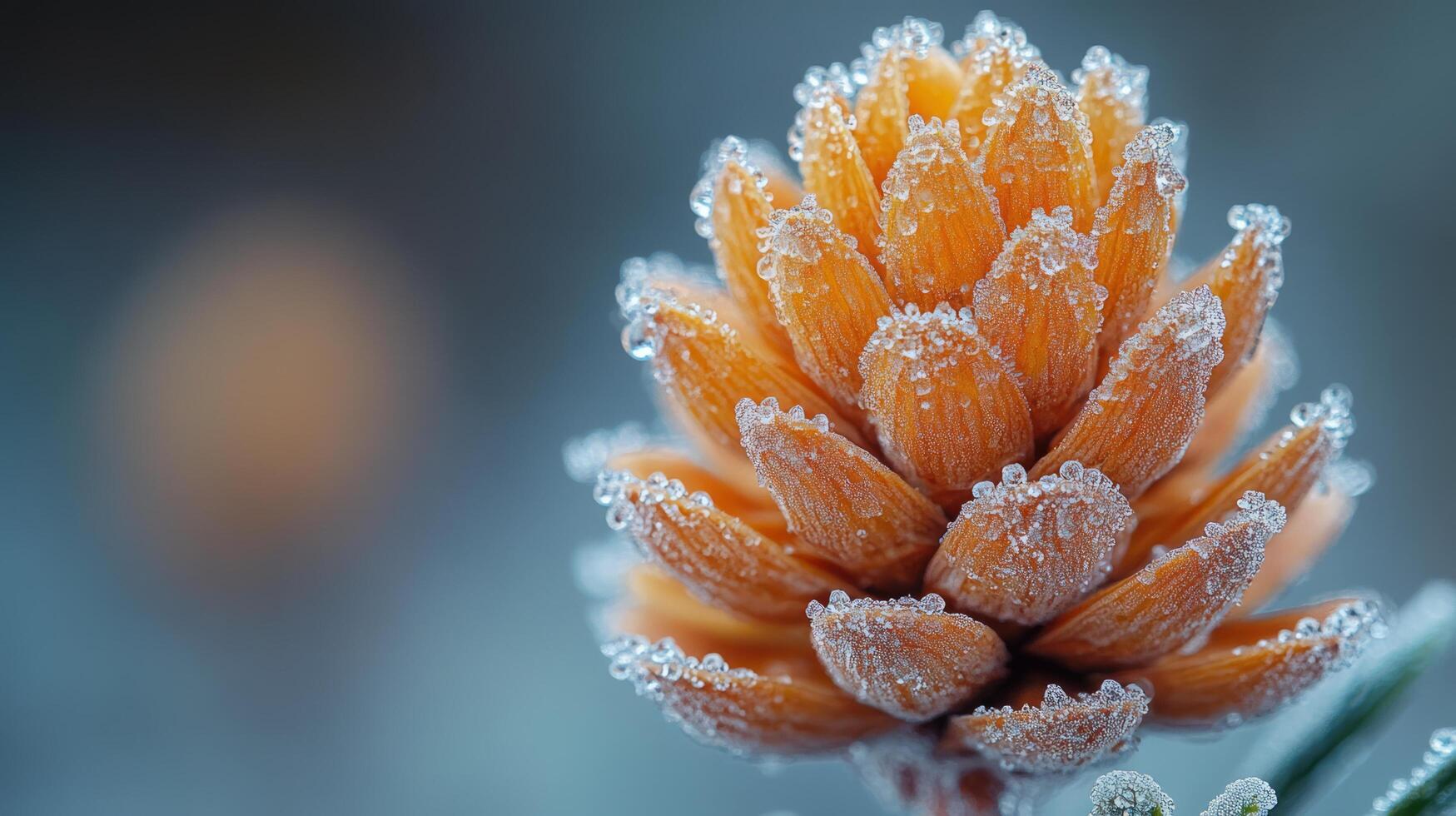 Frosted orange flower with frost on it photo