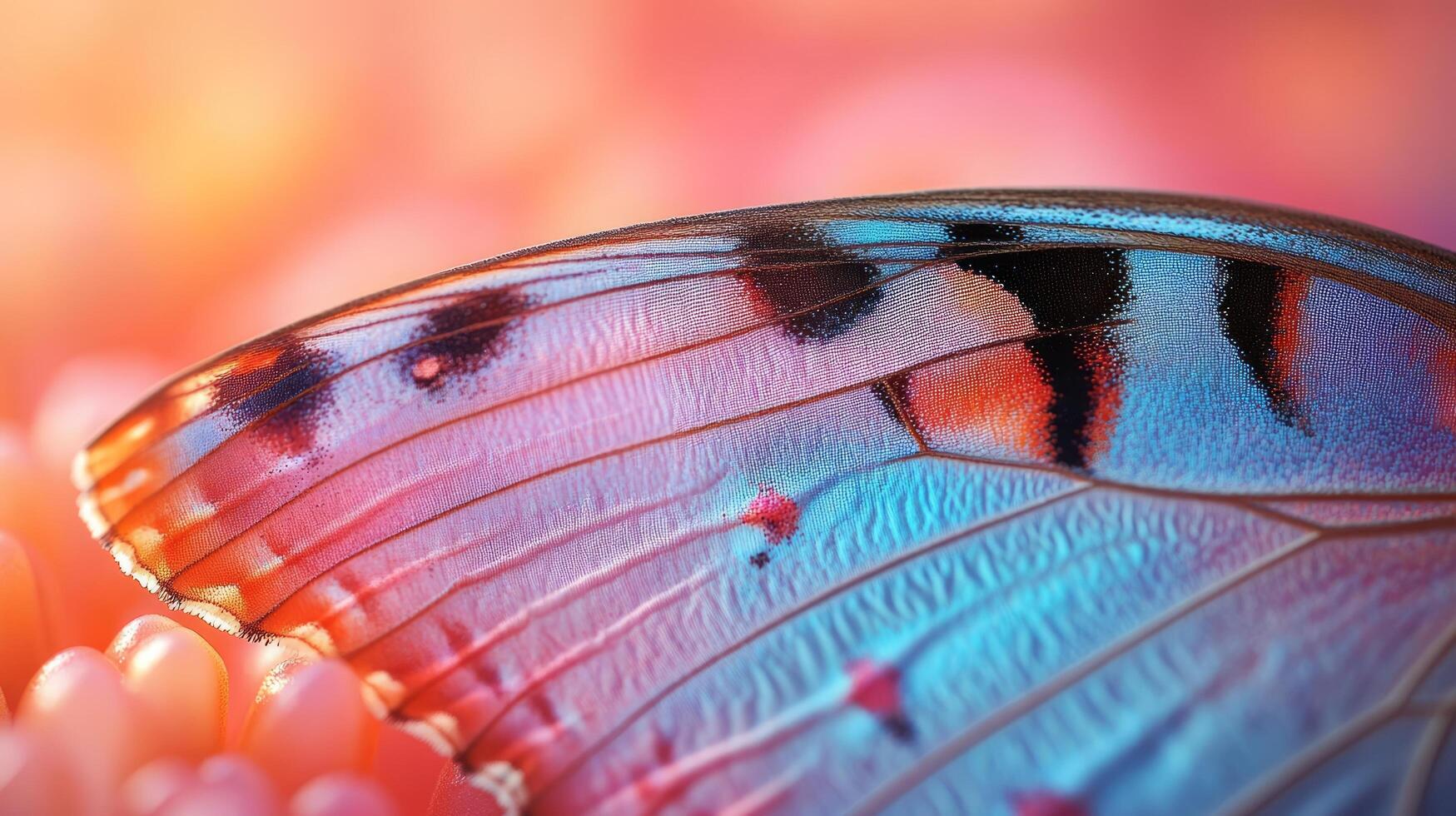 A close up of a butterfly with blue and red wings photo