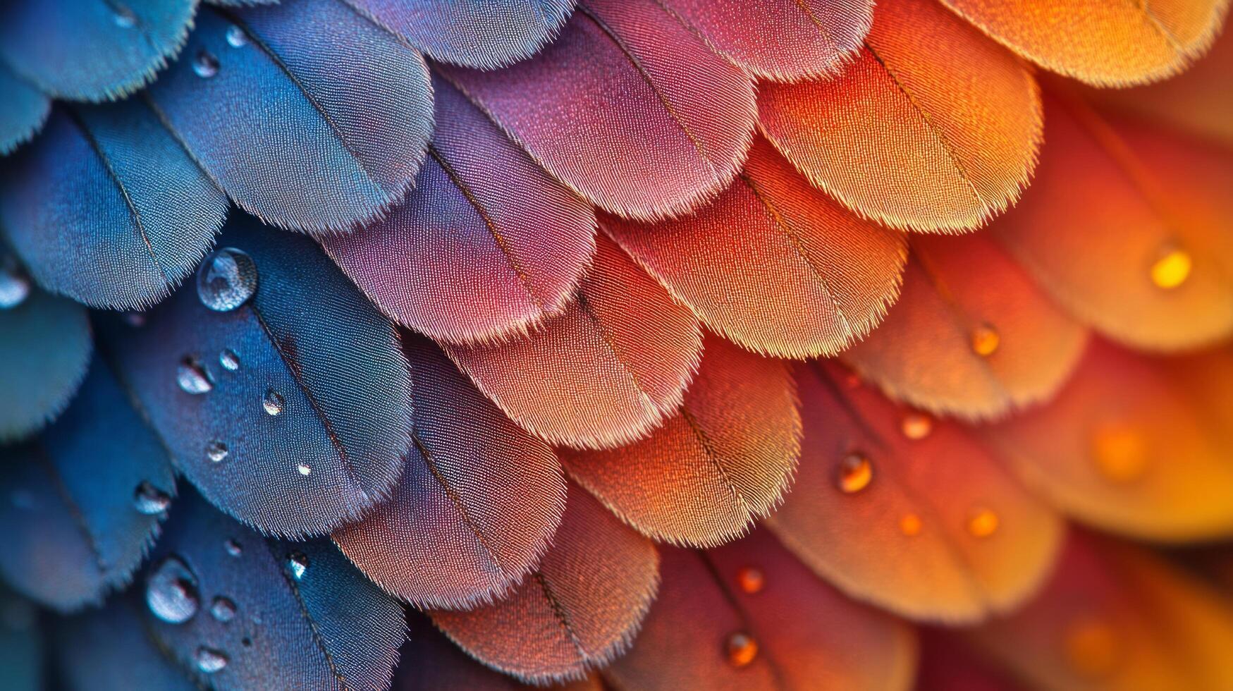 A close up of a colorful parrot's feathers photo