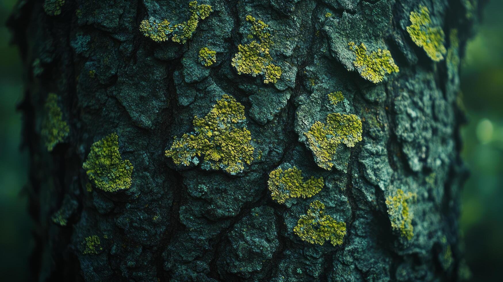 A close up of a tree with green moss photo