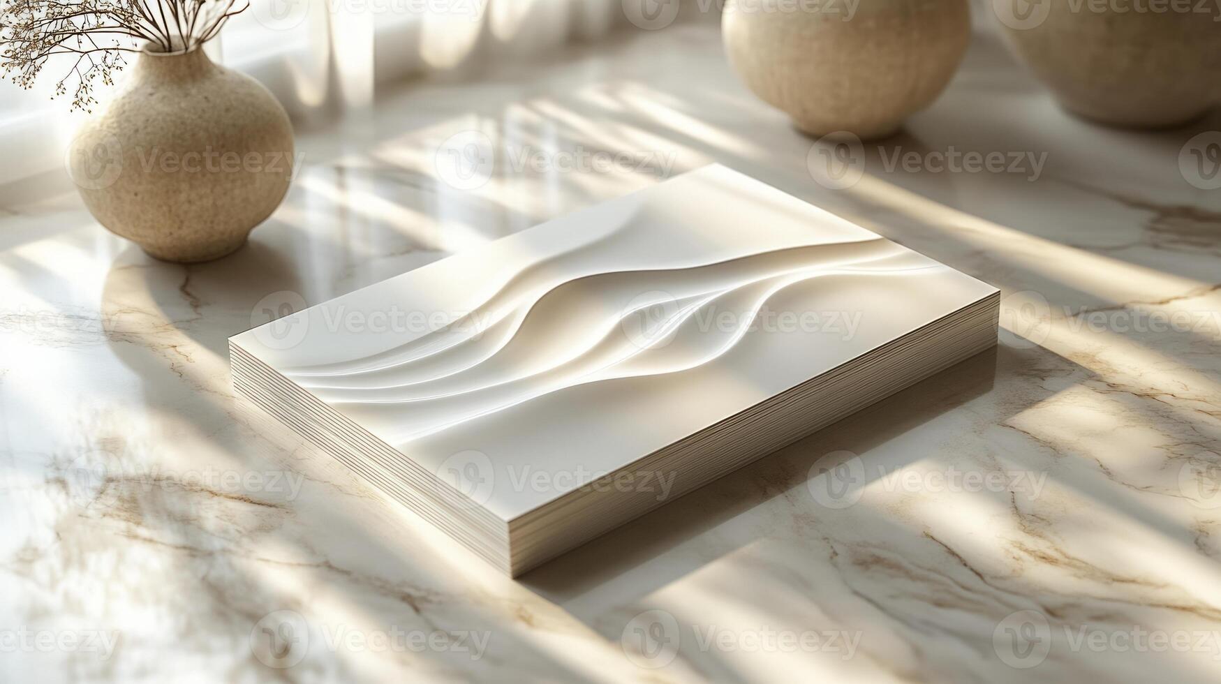 A white box sitting on a marble counter photo