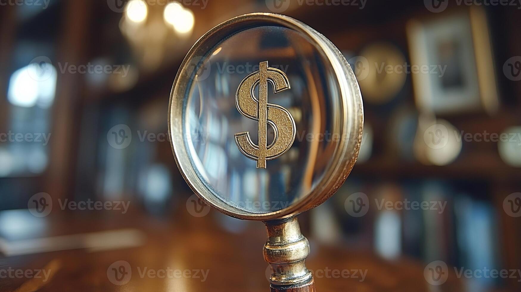 Magnifying glass with dollar sign photo