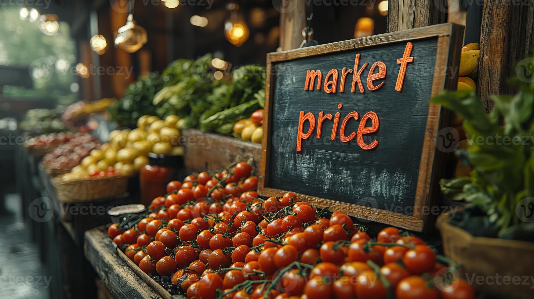 Market price sign in a market photo
