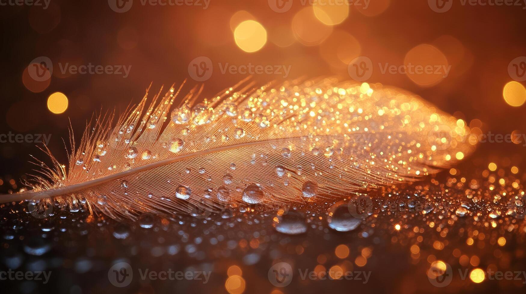 Water drops on a feather photo