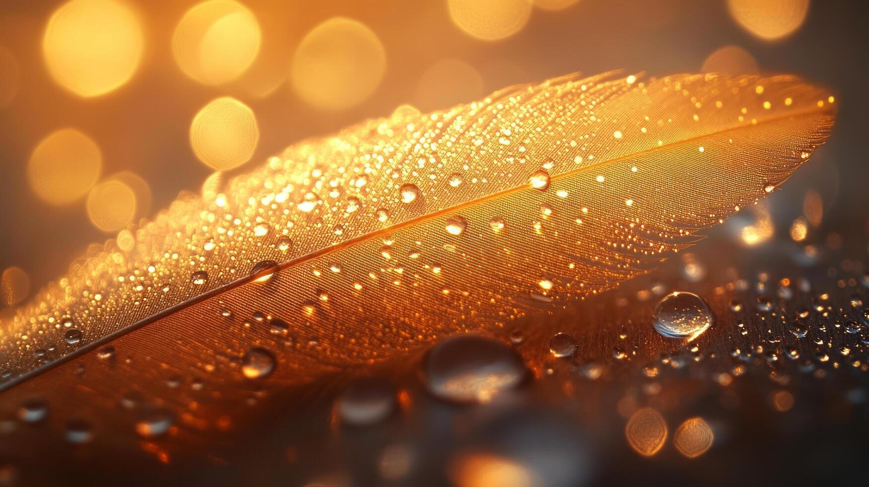 Water drops on a feather photo