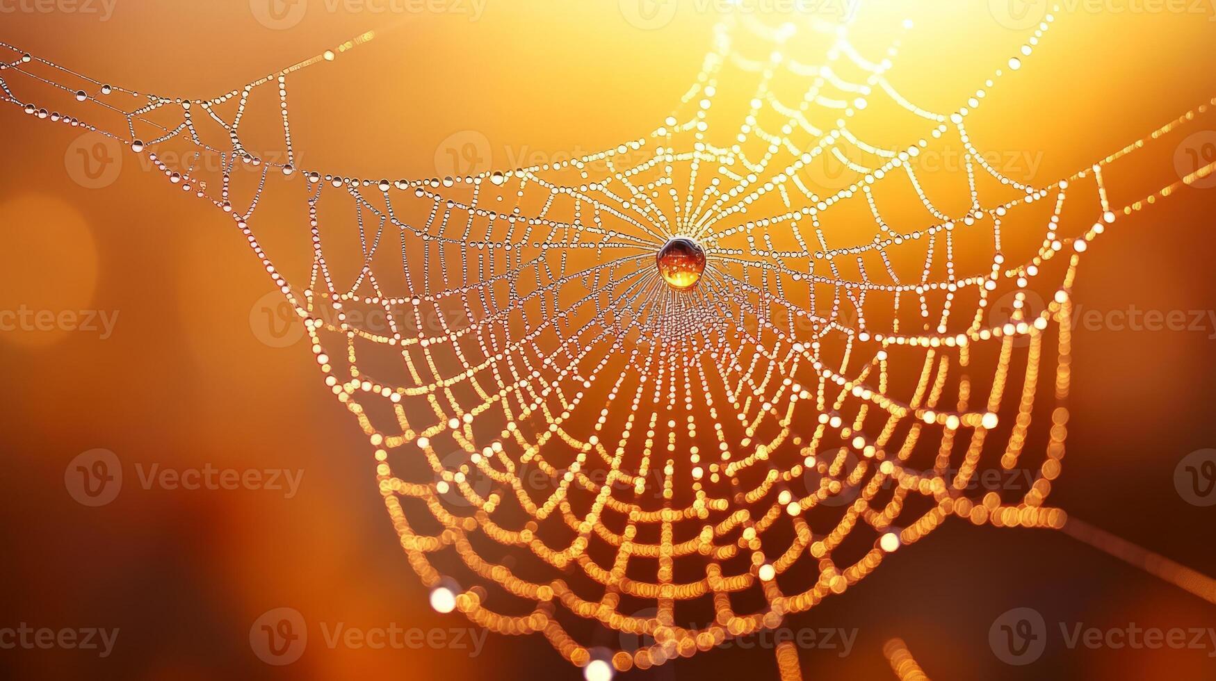 A spider web with water droplets on it photo