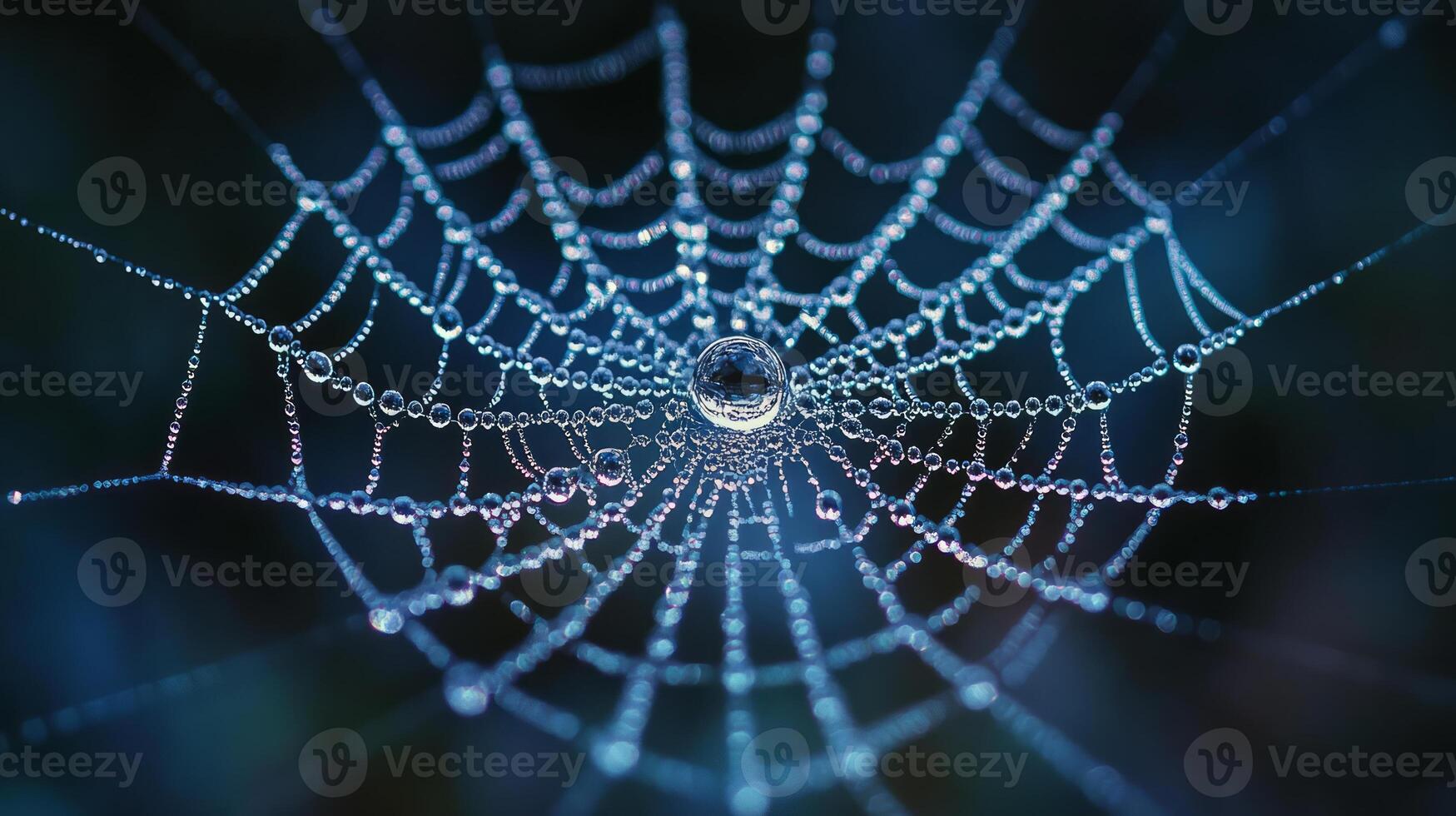 A spider web with water droplets on it photo