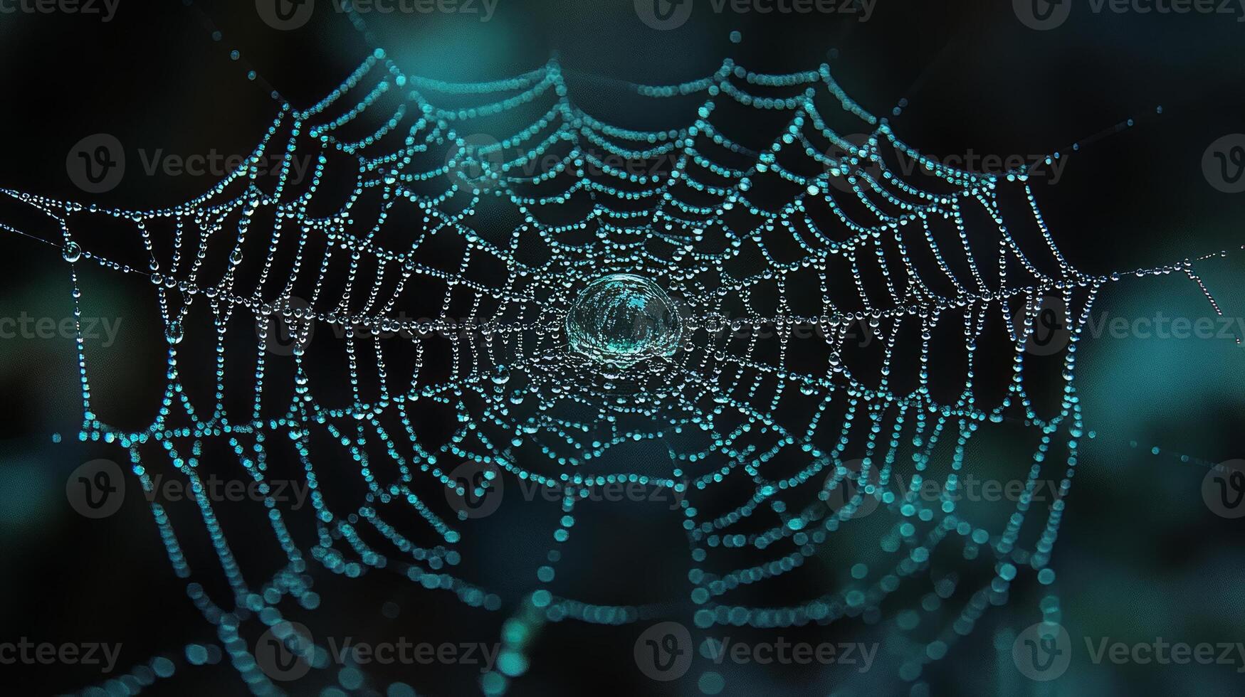 Spider web with water droplets on it photo