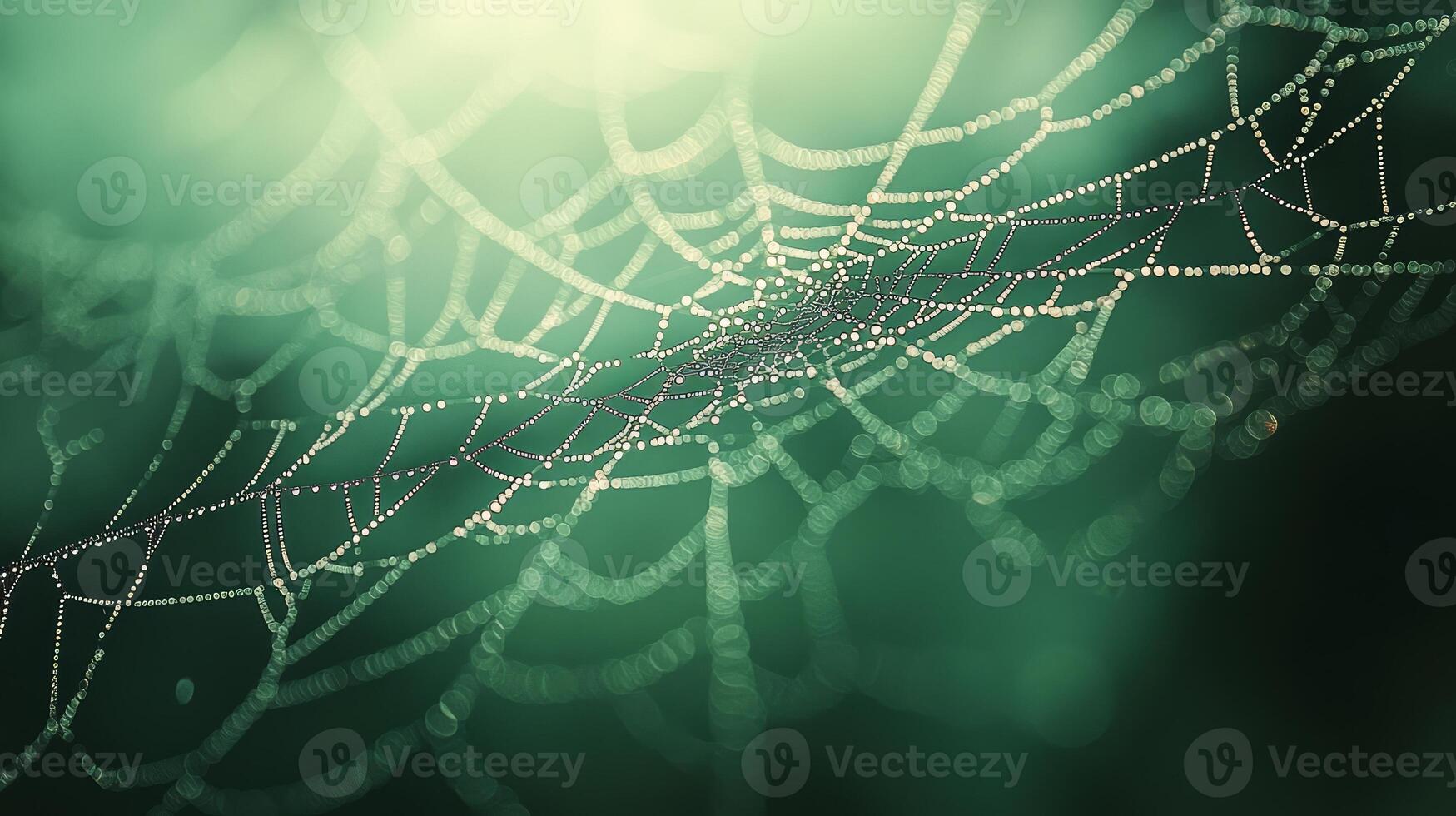 A spider web is shown in a blurry photo