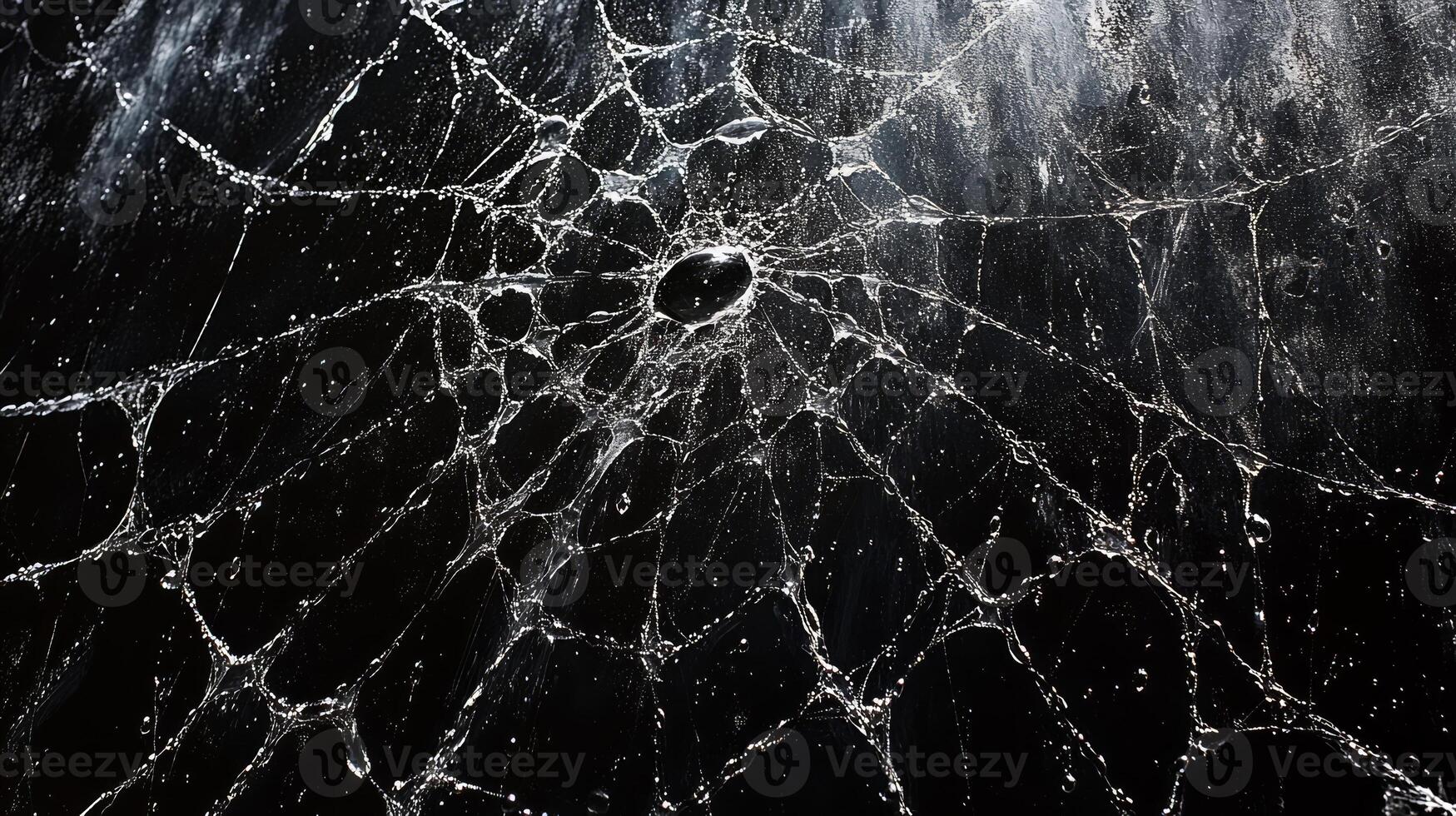 A spider web with a hole in it photo
