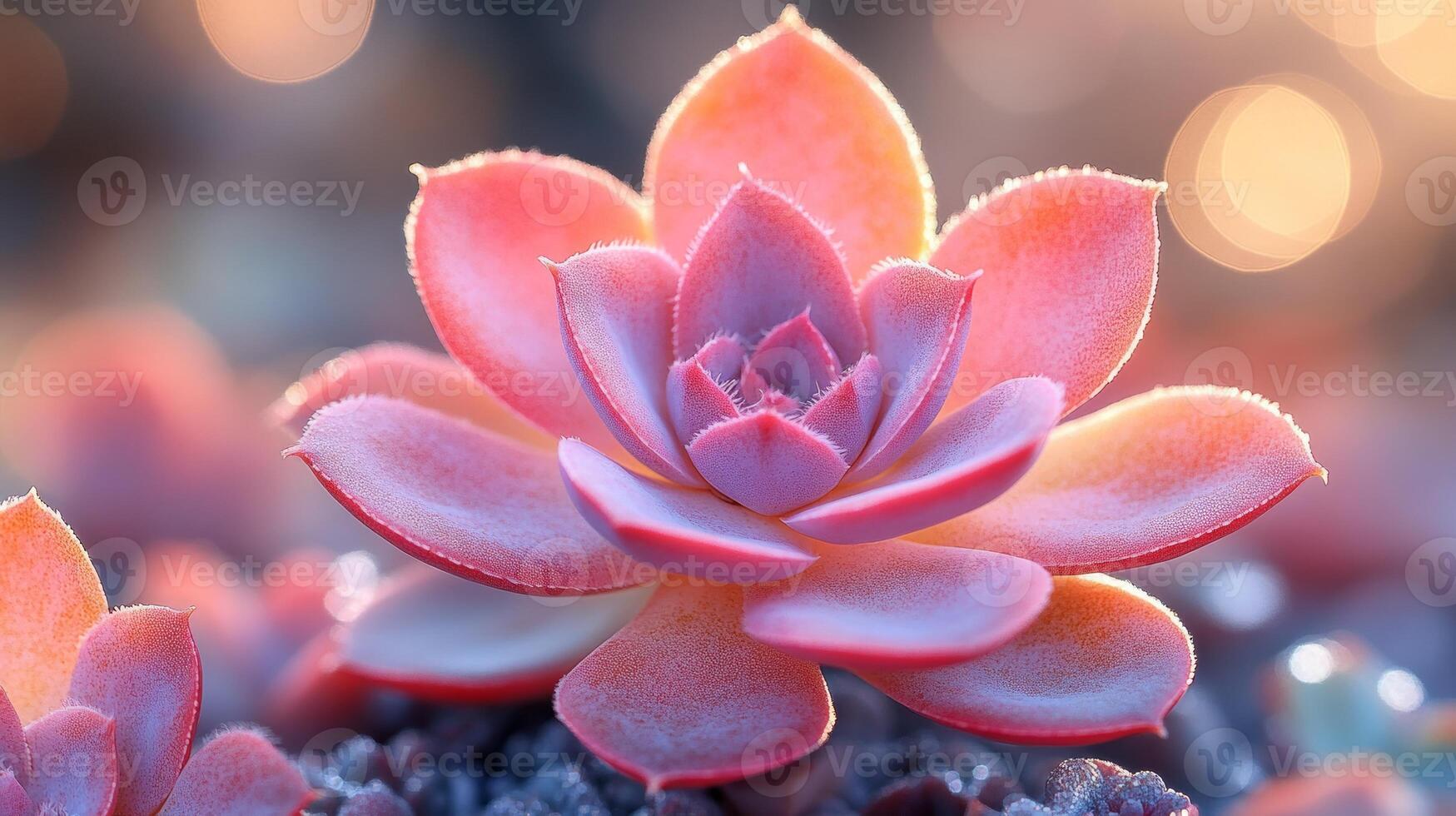 Succulent plants in the sunlight with blurry background photo