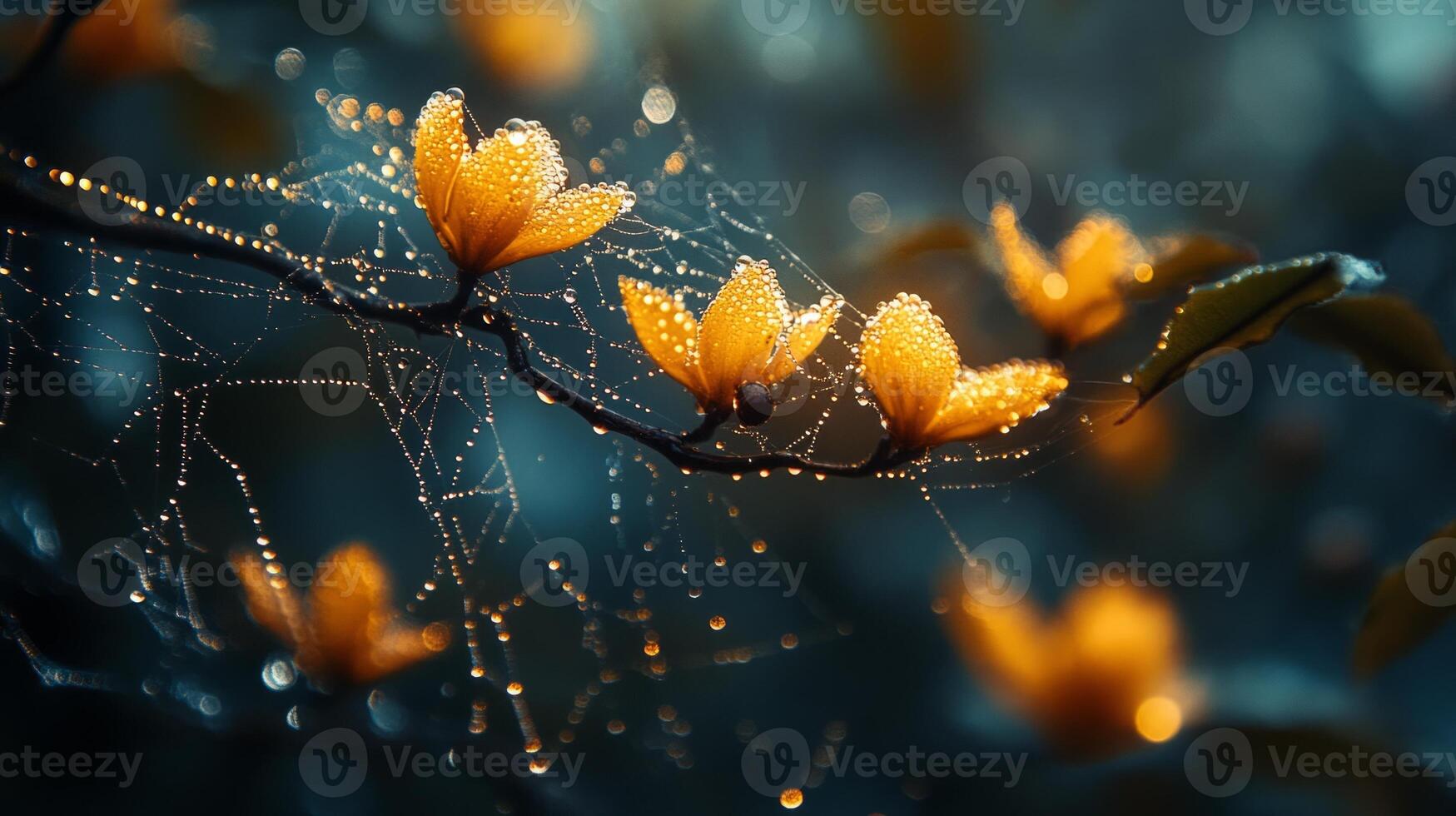 Beautiful flowers with dew drops on them photo