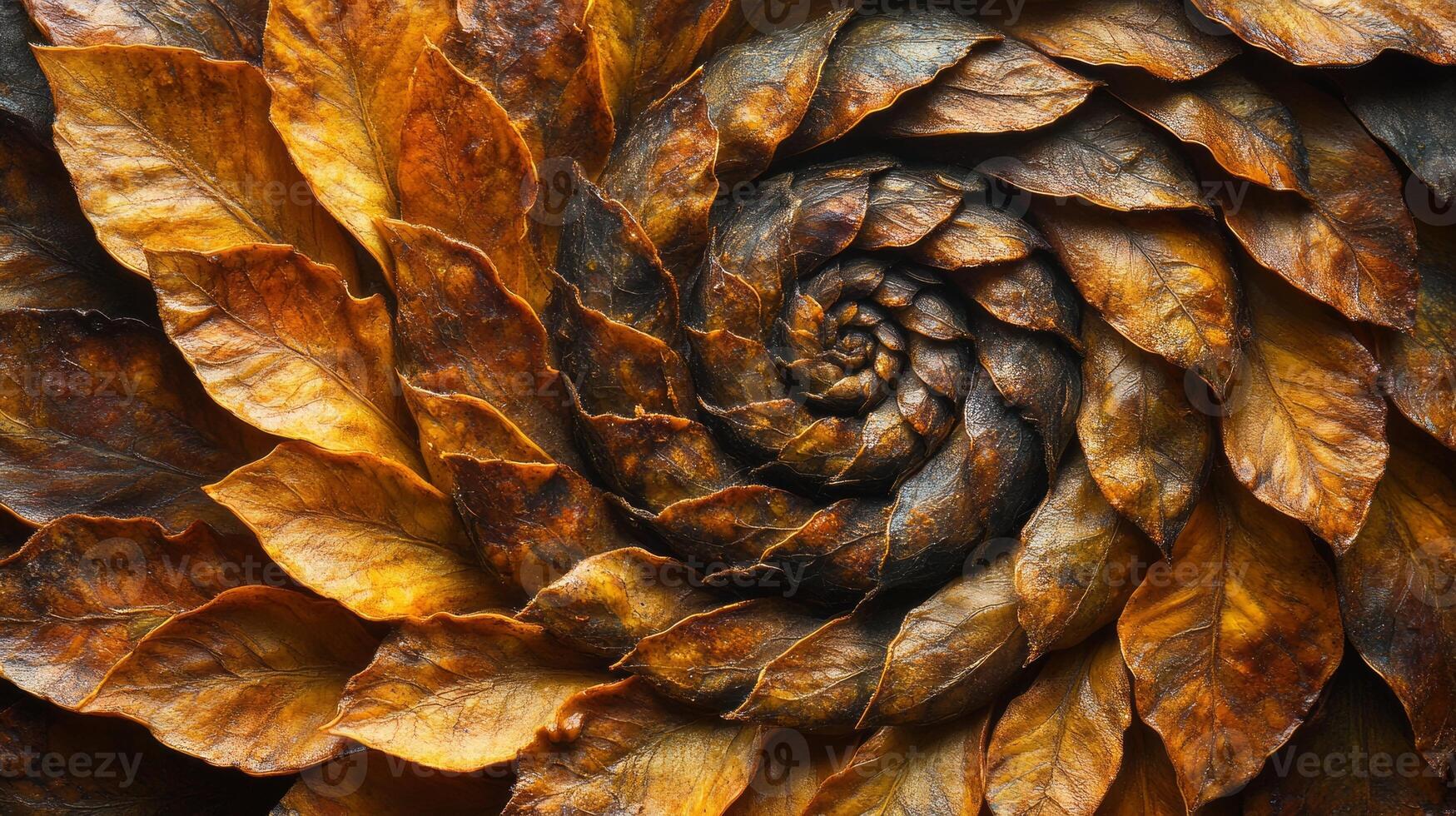 A close up of a spiral of leaves photo