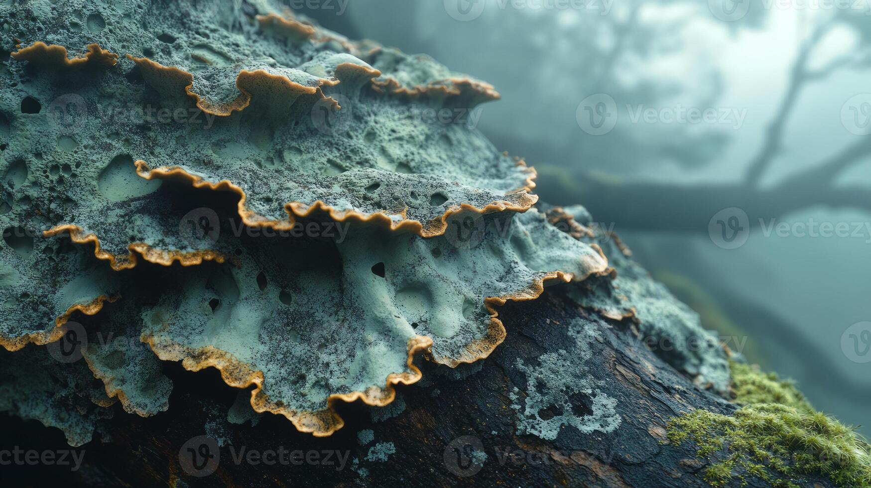 A mossy tree branch with moss growing on it photo