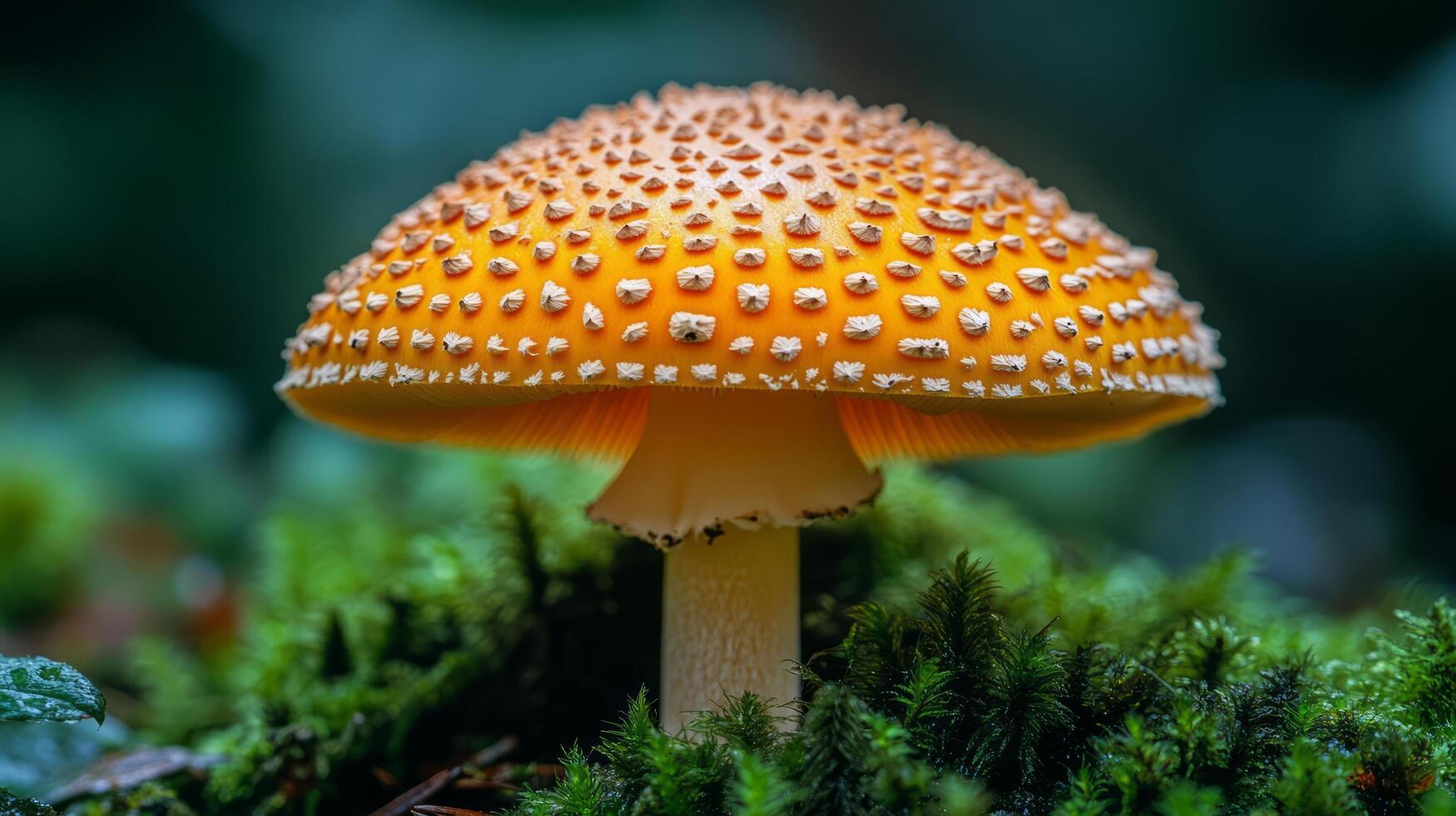 A close up of a mushroom with white spots photo