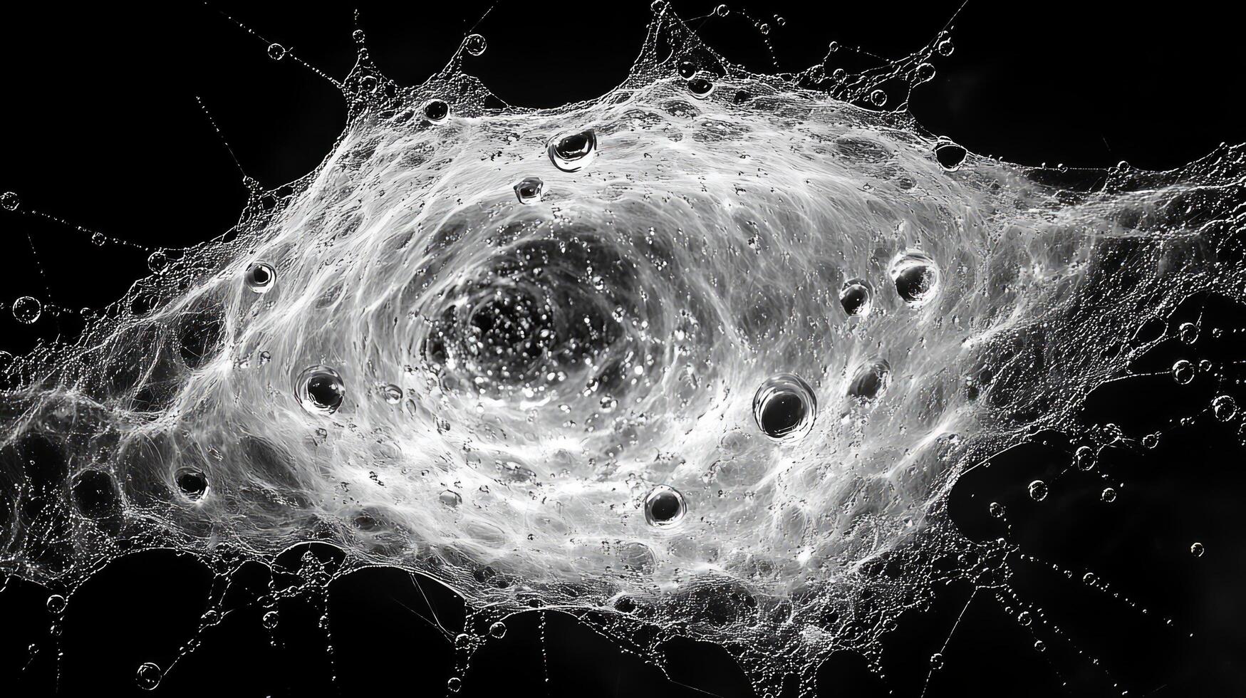 A black and white image of a bubble photo