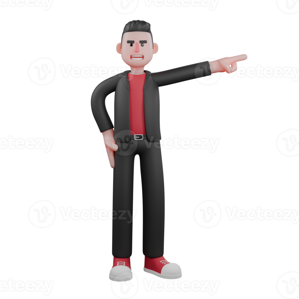 3D Cartoon Dance Star. A male choreographer stands with his right hand pointing to the side and his left hand on his waist with a happy expression. Choreographer Design png