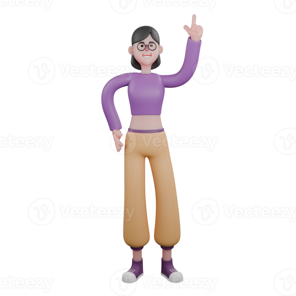 3D Dance Star Model. A female dancer stands with her left hand pointing up and her right hand on her waist with a confident expression. Animation Talent png