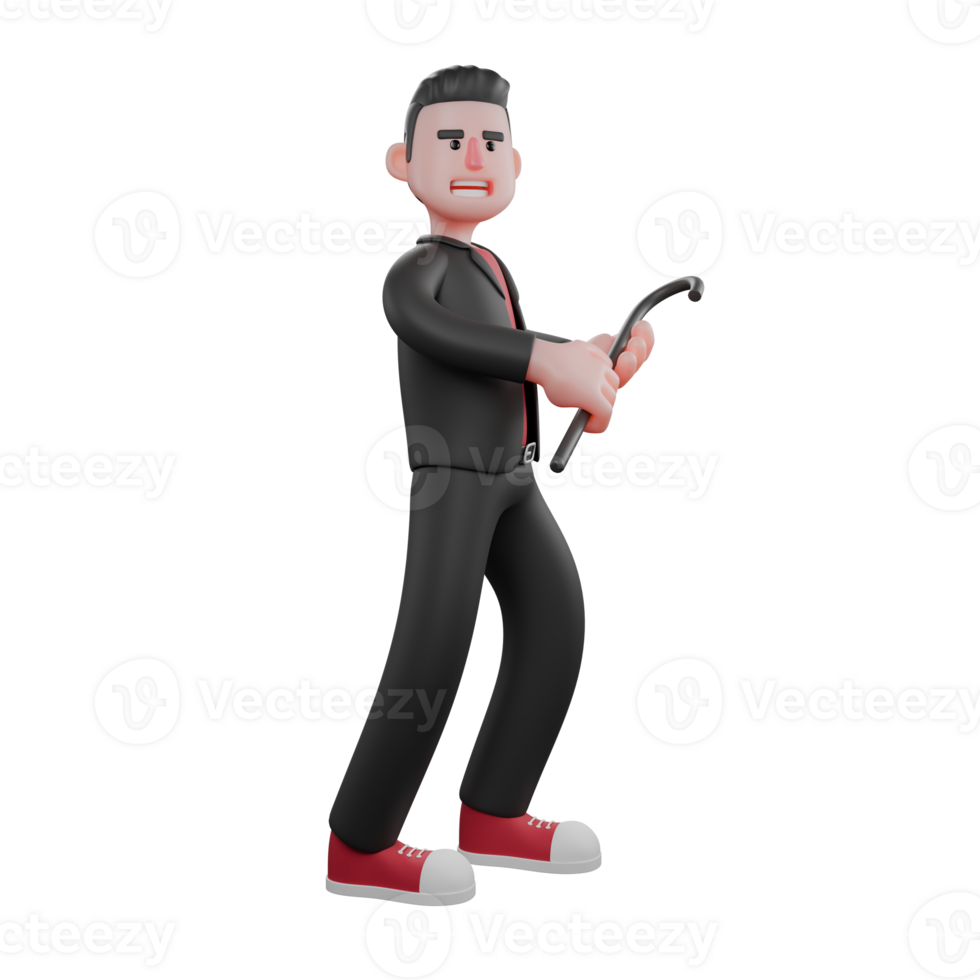 3D Choreographer Performer Design. A male choreographer stands holding a stick with a happy expression. Dance Creator png
