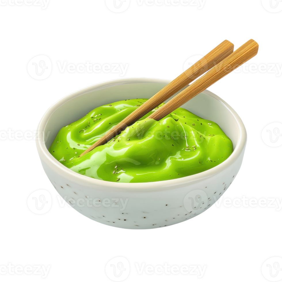 Wasabi Sauce in Dishware Container for Culinary Use on transparent background png