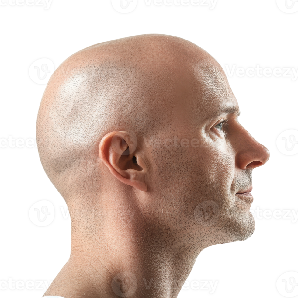 Profile View of a Bald Man for Health and Wellness Concepts on transparent background png