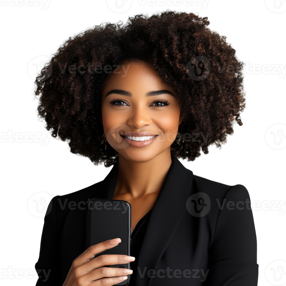 Portrait of a Smiling African American Businesswoman in Professional Attire on transparent background png