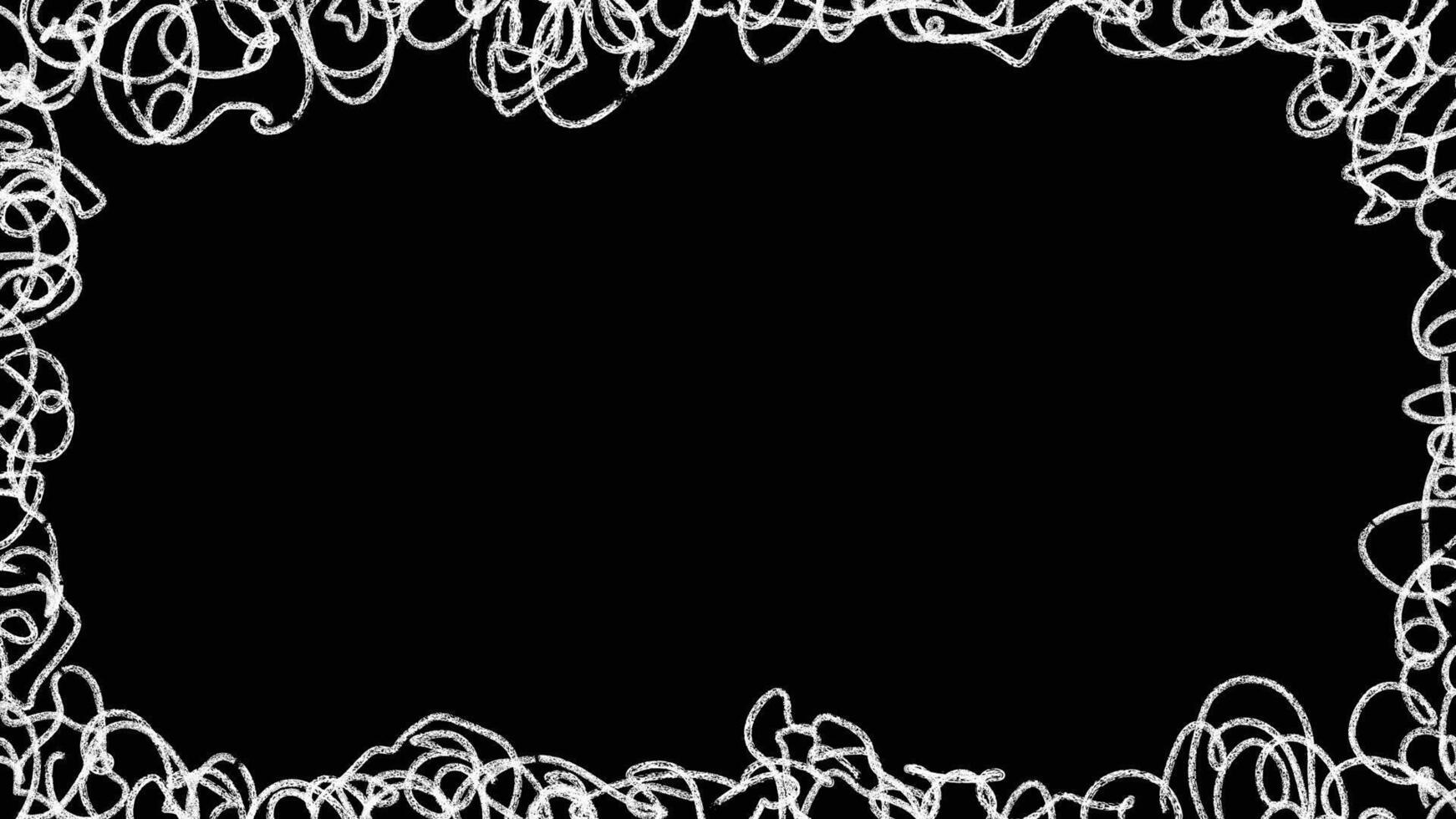 A black and white square frame with a bunch of white scribbles vector