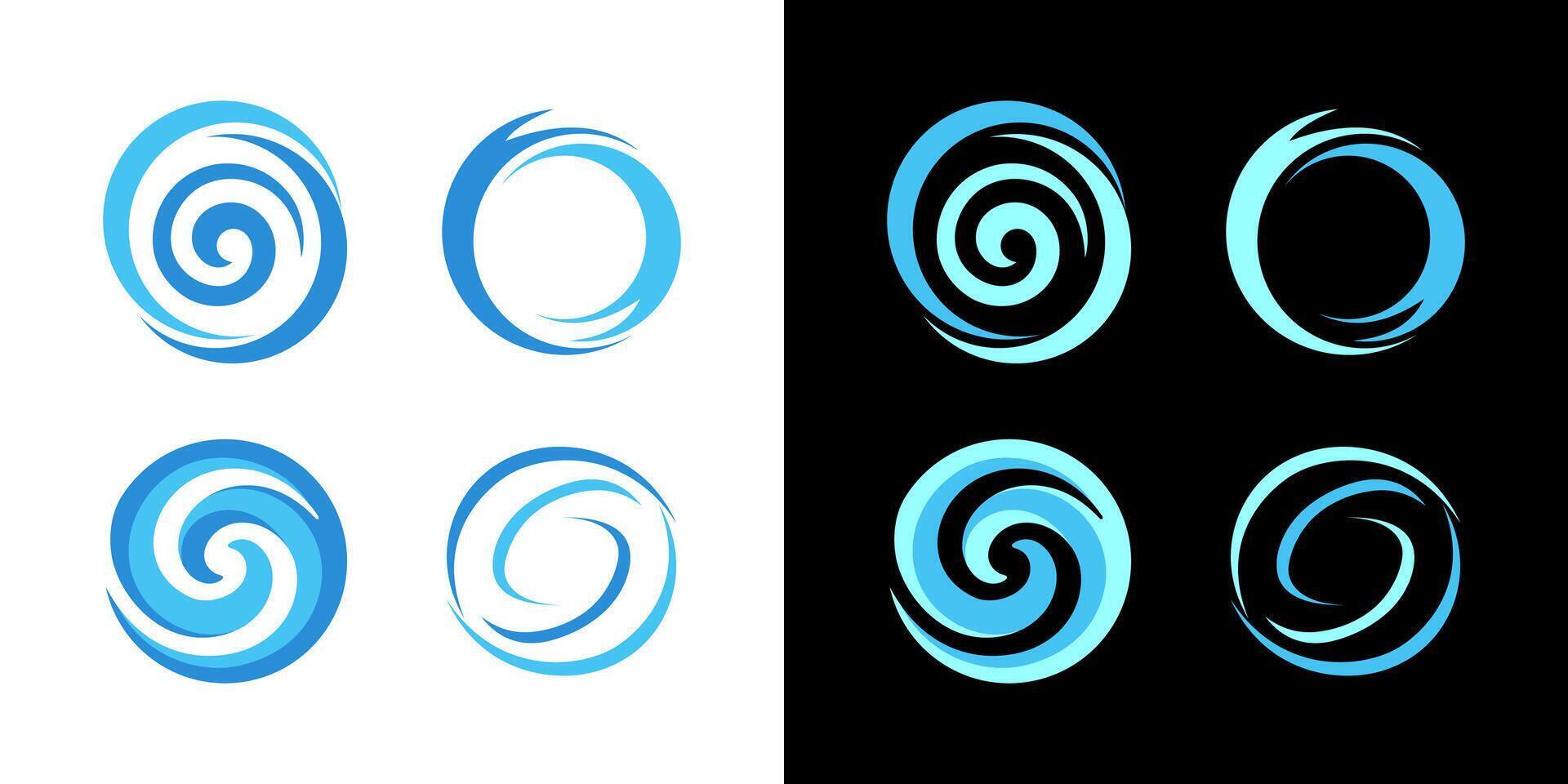 Set of Swirl circle water icon logo abstract whirlpool splash blue vector