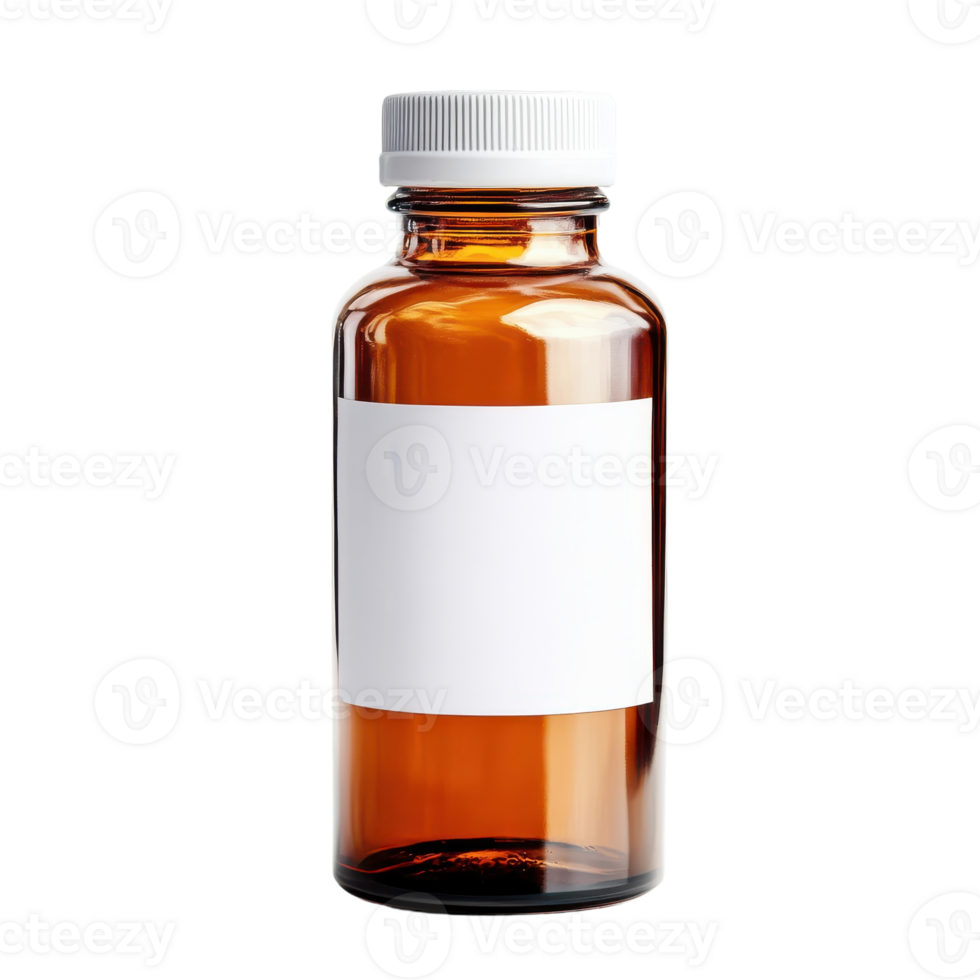 Isolated Medicine Bottle with Blank Label for Pharmaceutical Use on transparent background png