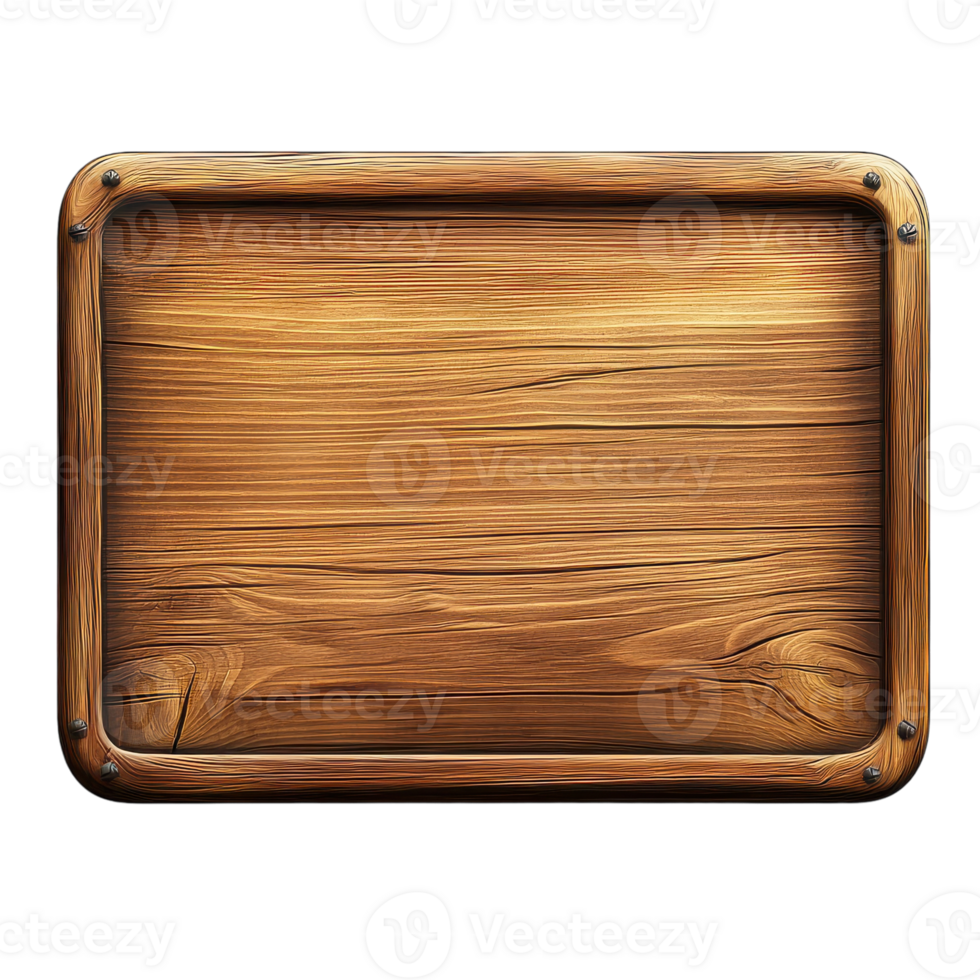 Isolated Empty Brown Wooden Sign for Custom Messages on transparent background png