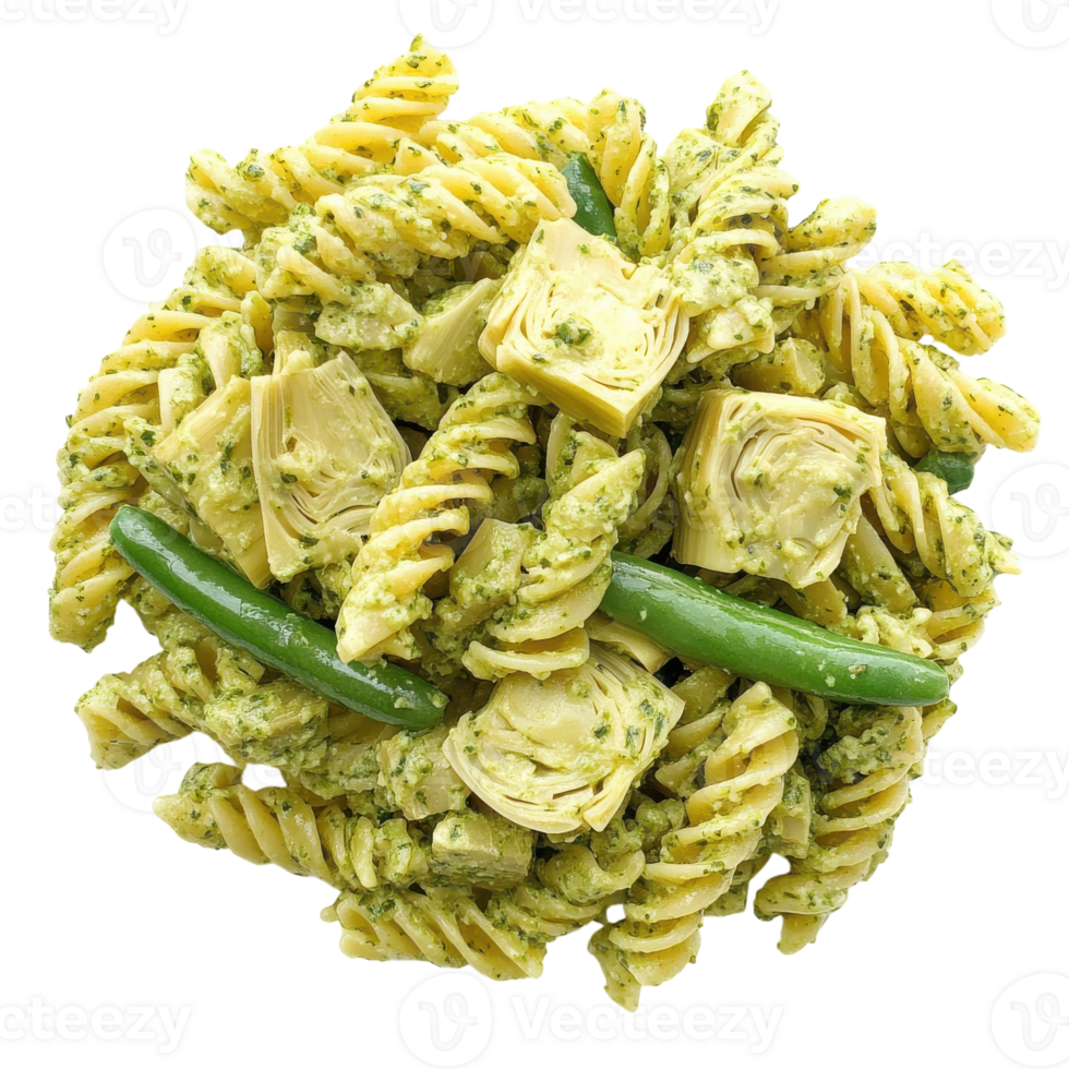 Delicious Artichoke Pesto Pasta Salad with Green Beans for Healthy Eating on transparent background png