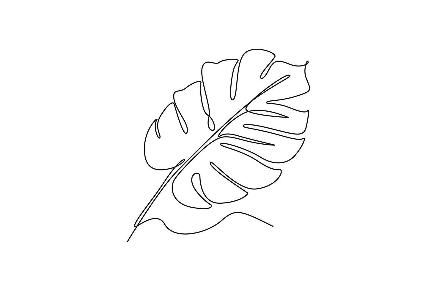monstera leaf icon. Tropical leaves floral pattern. Printable decorative house plant for home decor wallpaper ornament. Single line draw design graphic illustration vector