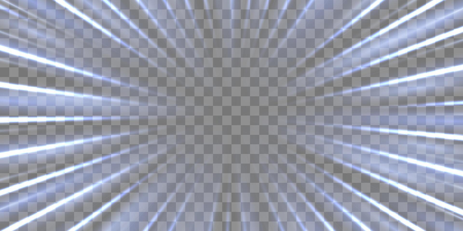 Radial speed rays, light neon flow, zoom in motion effect, blue glow speed lines, colorful light trails, perspective stripes vector