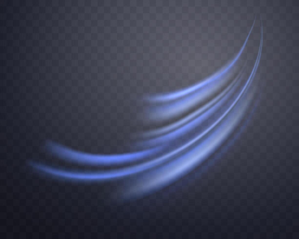 Glowing blue lines. Neon realistic energy speed. Abstract light effect vector