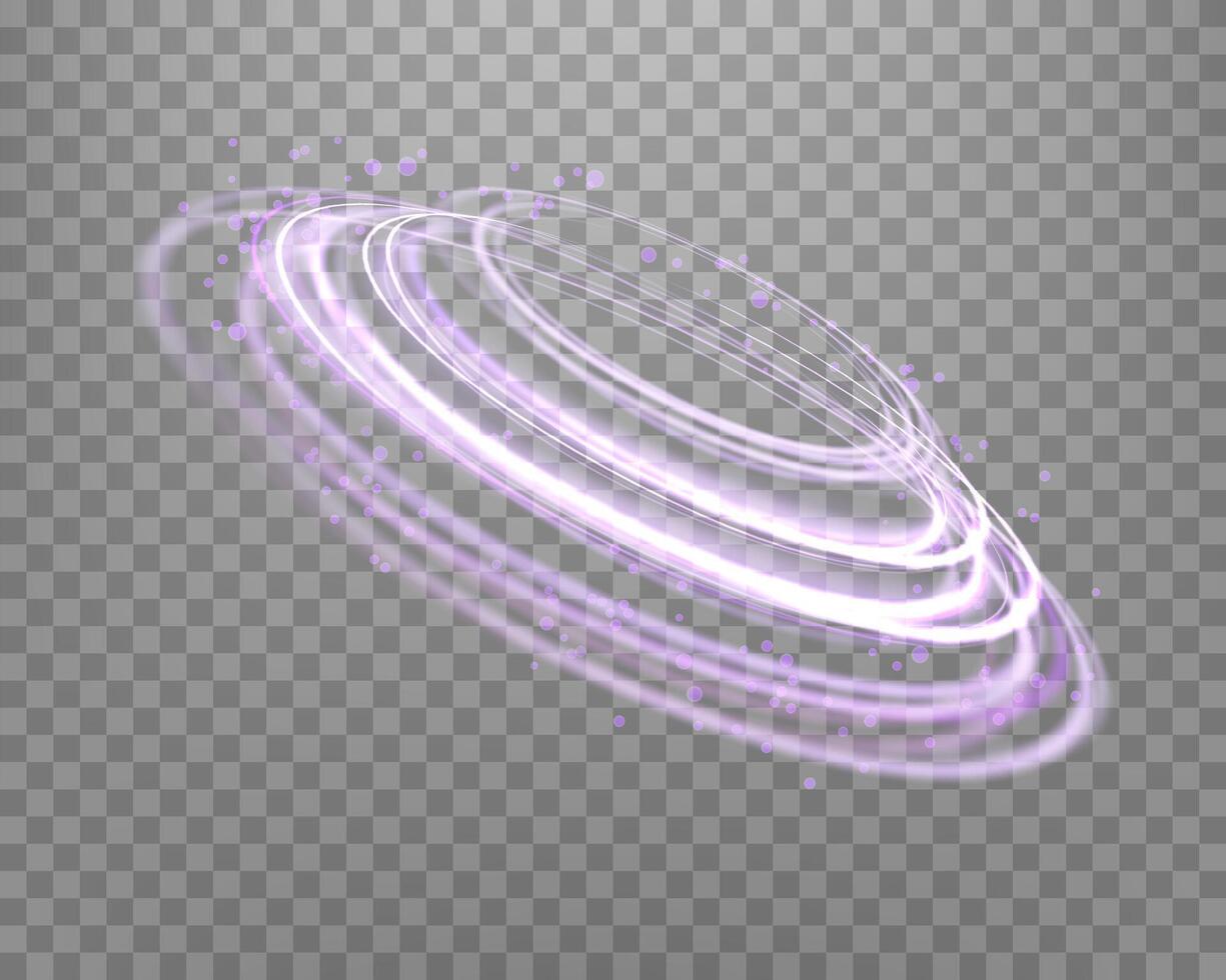 Glowing purple magic ring. Abstract light effect vector