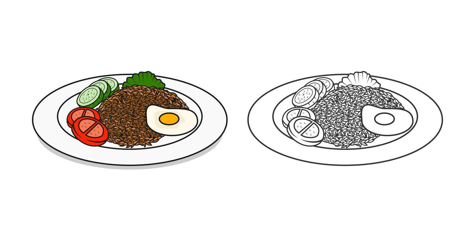Fried Rice Indonesian Food Design Illustration vector