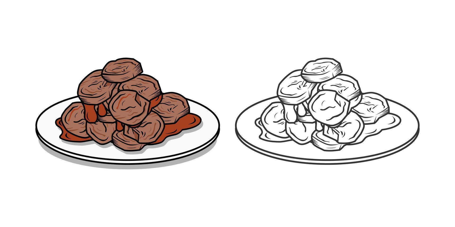 Rendang Indonesian Food Design Illustration vector