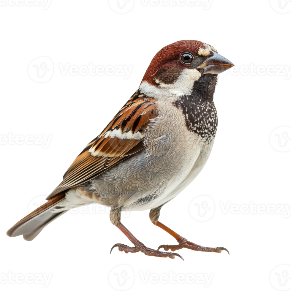 Captivating Sparrow Perched on a Branch on transparent background png