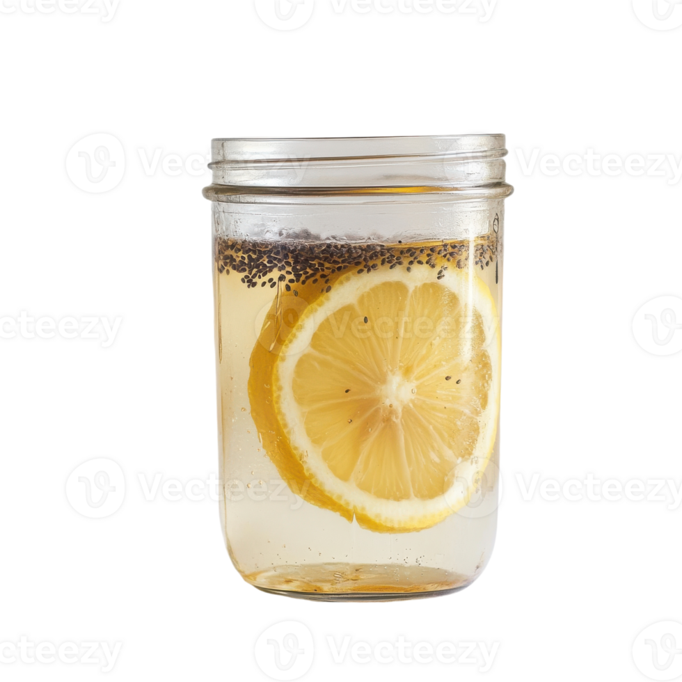 Chia Seed Detox Drink with Apple Cider Vinegar and Lemon on transparent background png