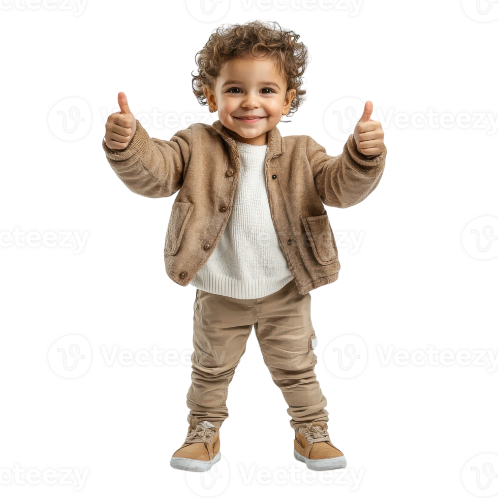 Cheerful Smiling Kid Showing Thumbs Up for Positive Vibes on transparent background png