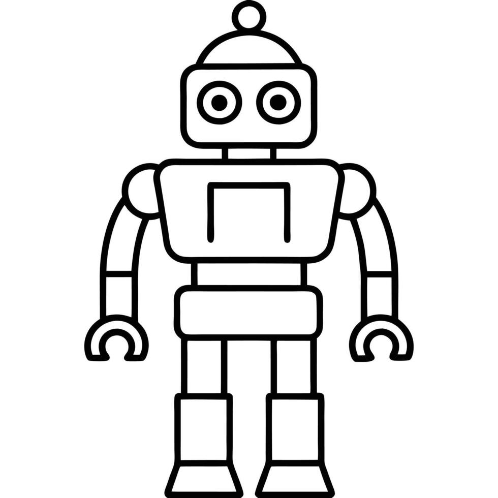 AI Robot Line Art Illustration, Futuristic Technology Design vector