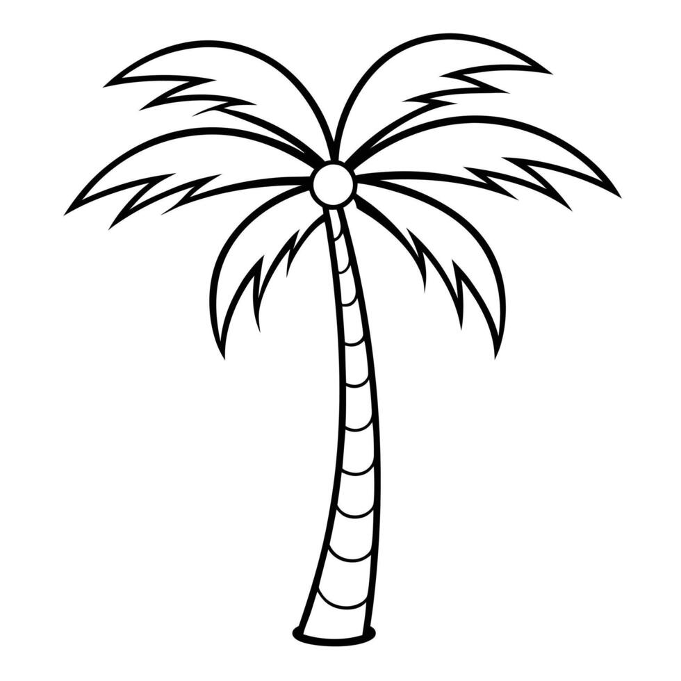 Coconut Tree Line Art Design vector