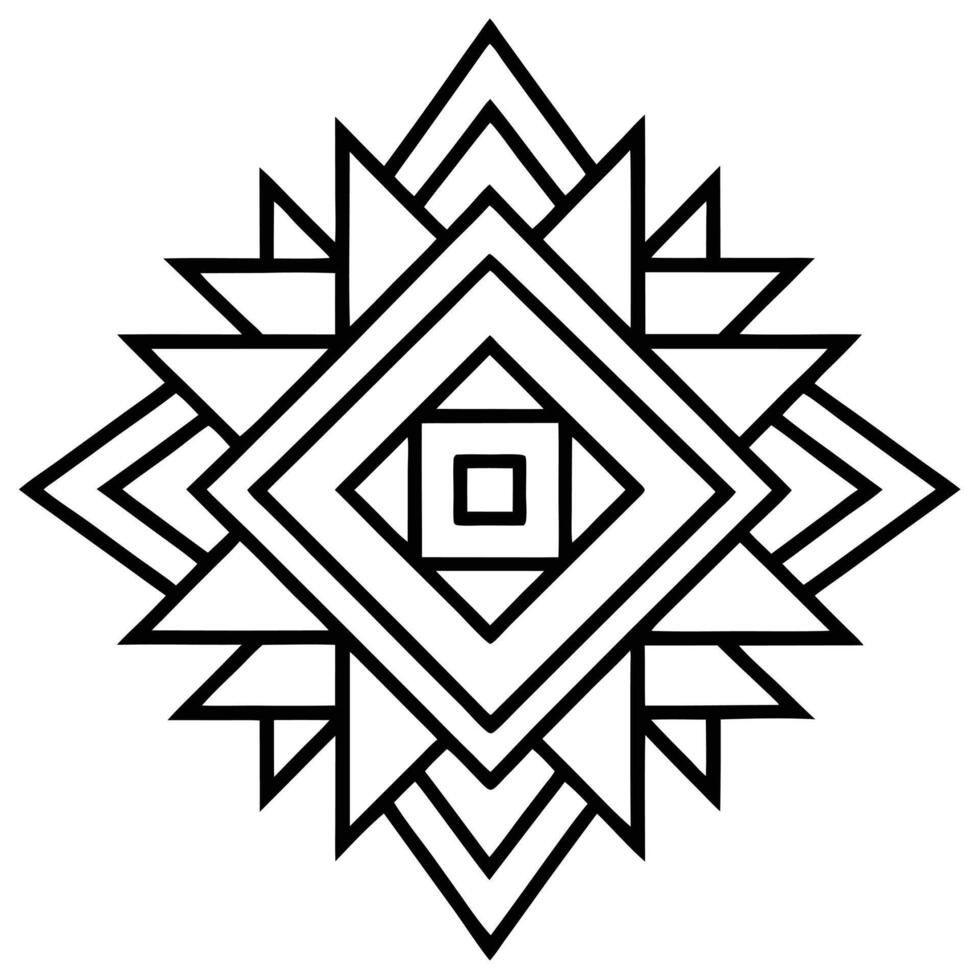 Aztec Geometric Pattern Line Art Illustration vector
