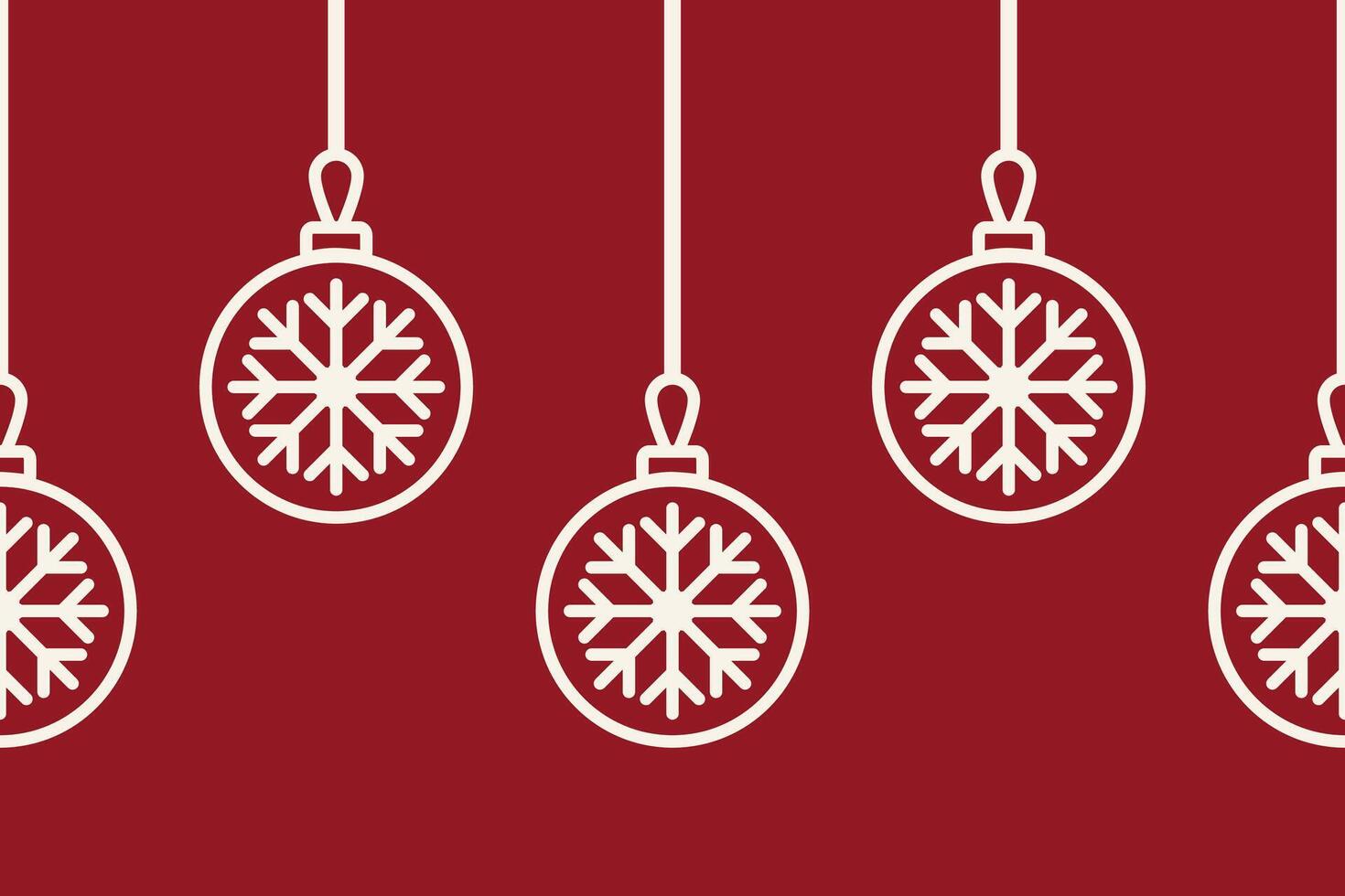 Classic holiday pattern with hanging white ornaments and branch garlands on red, a seamless Christmas design perfect for elegant holiday decor, winter wallpaper, and festive cards vector