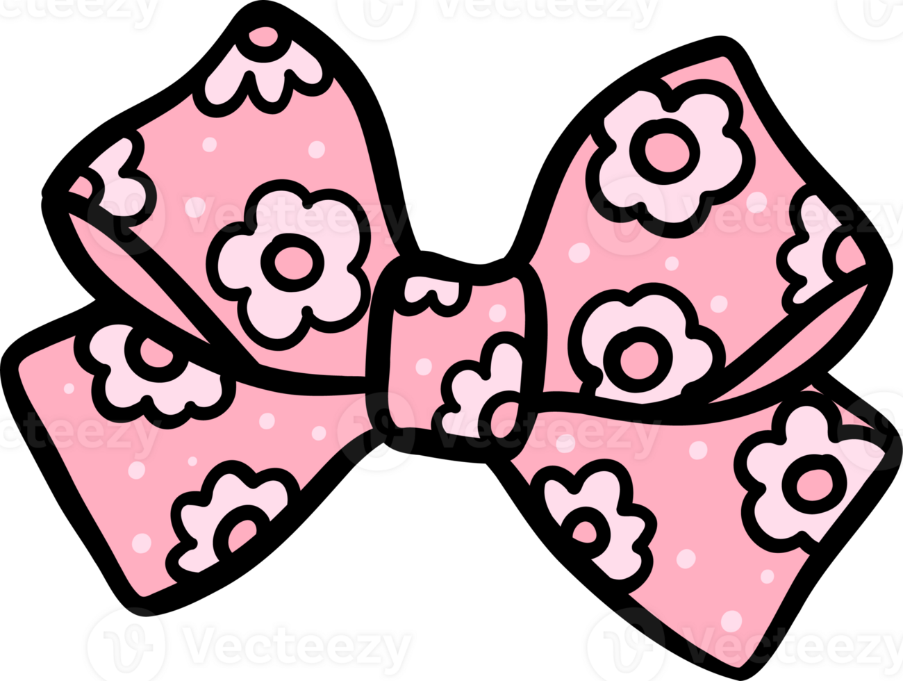 Preppy Coquette flower Bow Ribbon doodle lined pastel png