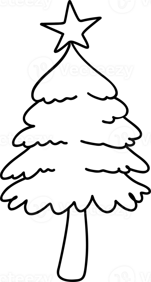 Groovy Retro Christmas Tree Coloring image cartoon doodle hand drawn png